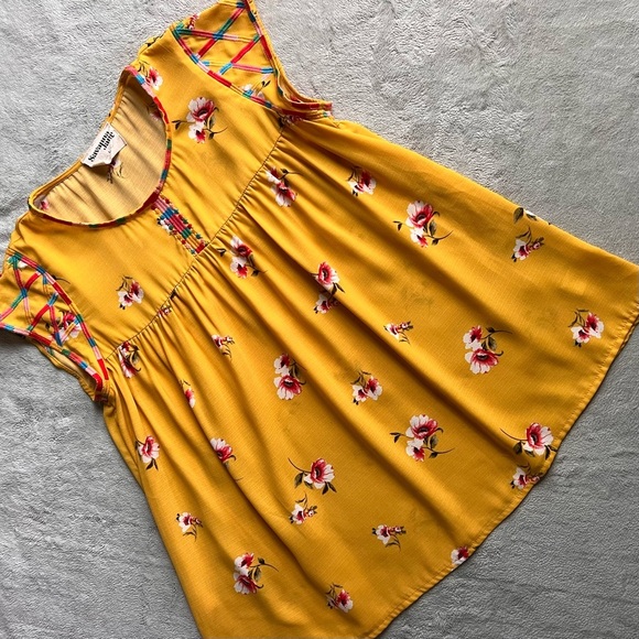 Savanna Jane Tops - Savanna Jane Southwest Bohemian Embroidered Floral Popover Flowy Peasant Top